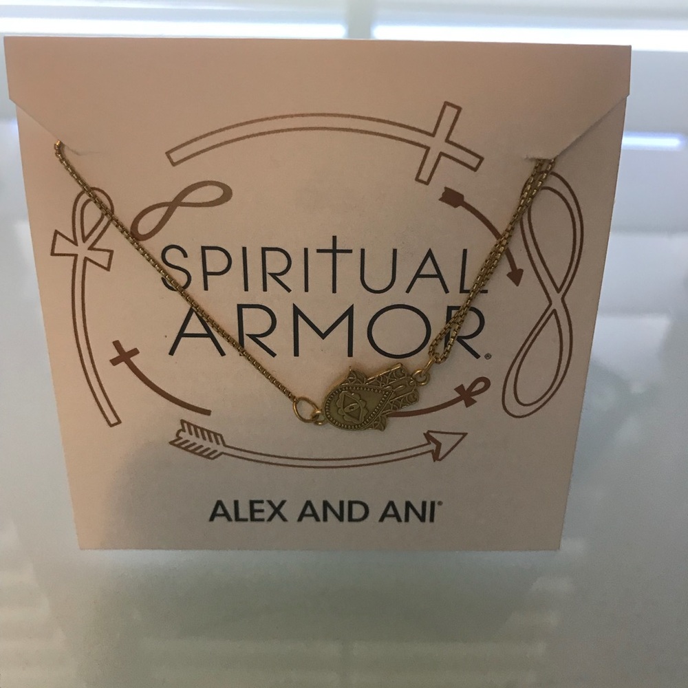 Alex and Ani Hand of Fatima gold necklace